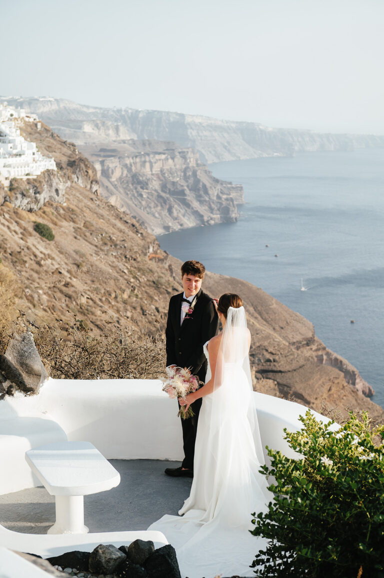 Intimate Santorini elopement at a private villa