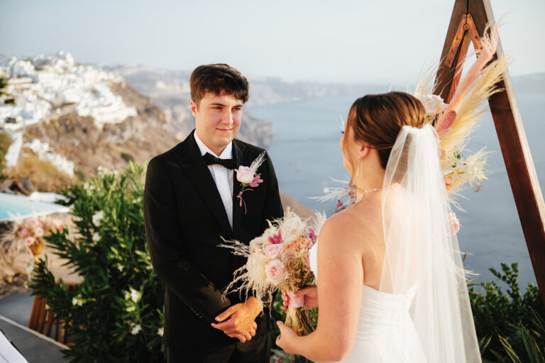 Intimate Santorini elopement at a private villa