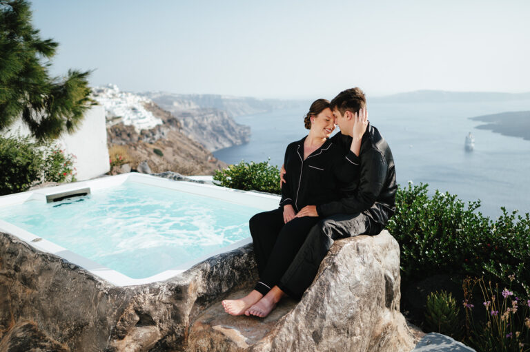 Intimate Santorini elopement at a private villa