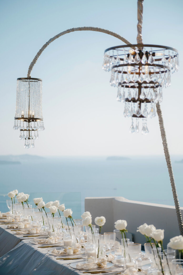Joyful Santorini wedding journey with guests at Le Cote venue