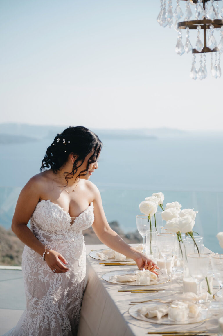Joyful Santorini wedding journey with guests at Le Cote venue