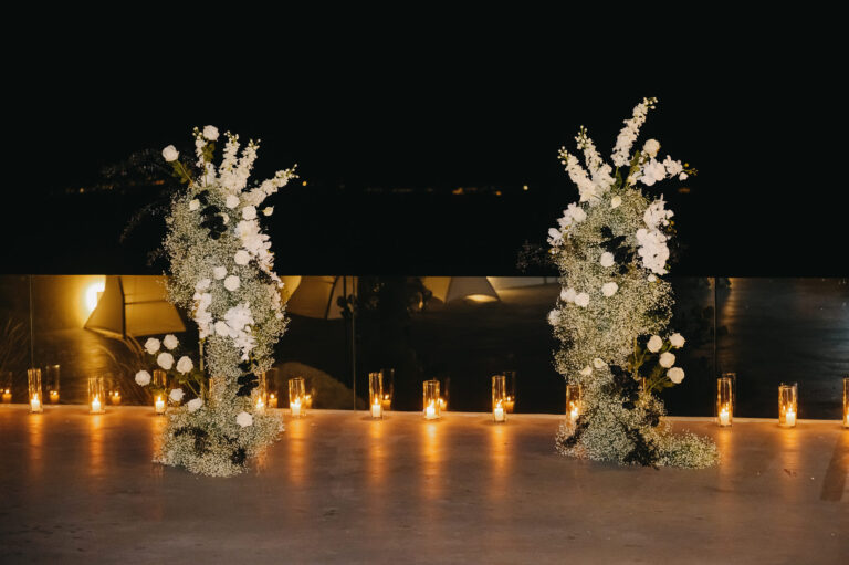 Joyful Santorini wedding journey with guests at Le Cote venue