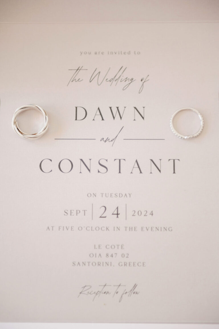 Joyful Santorini wedding journey with guests at Le Cote venue