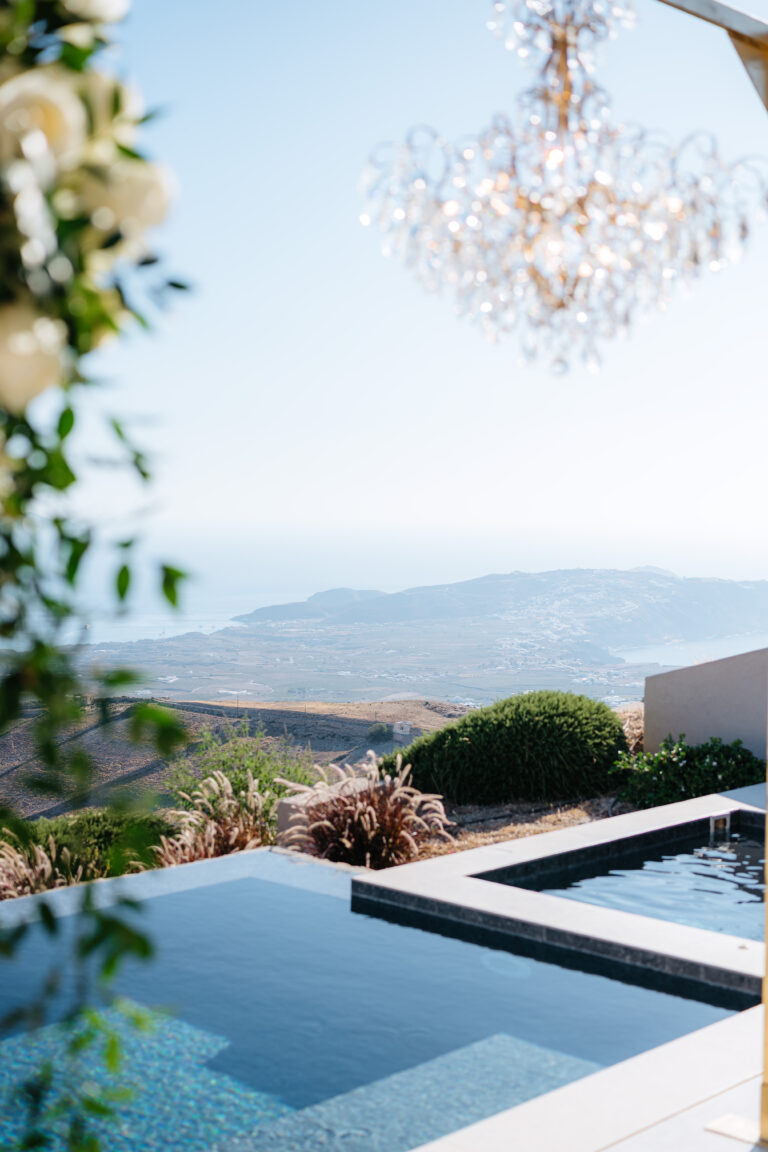 Elopement wedding in Santorini аt private villa with Aegean sea view