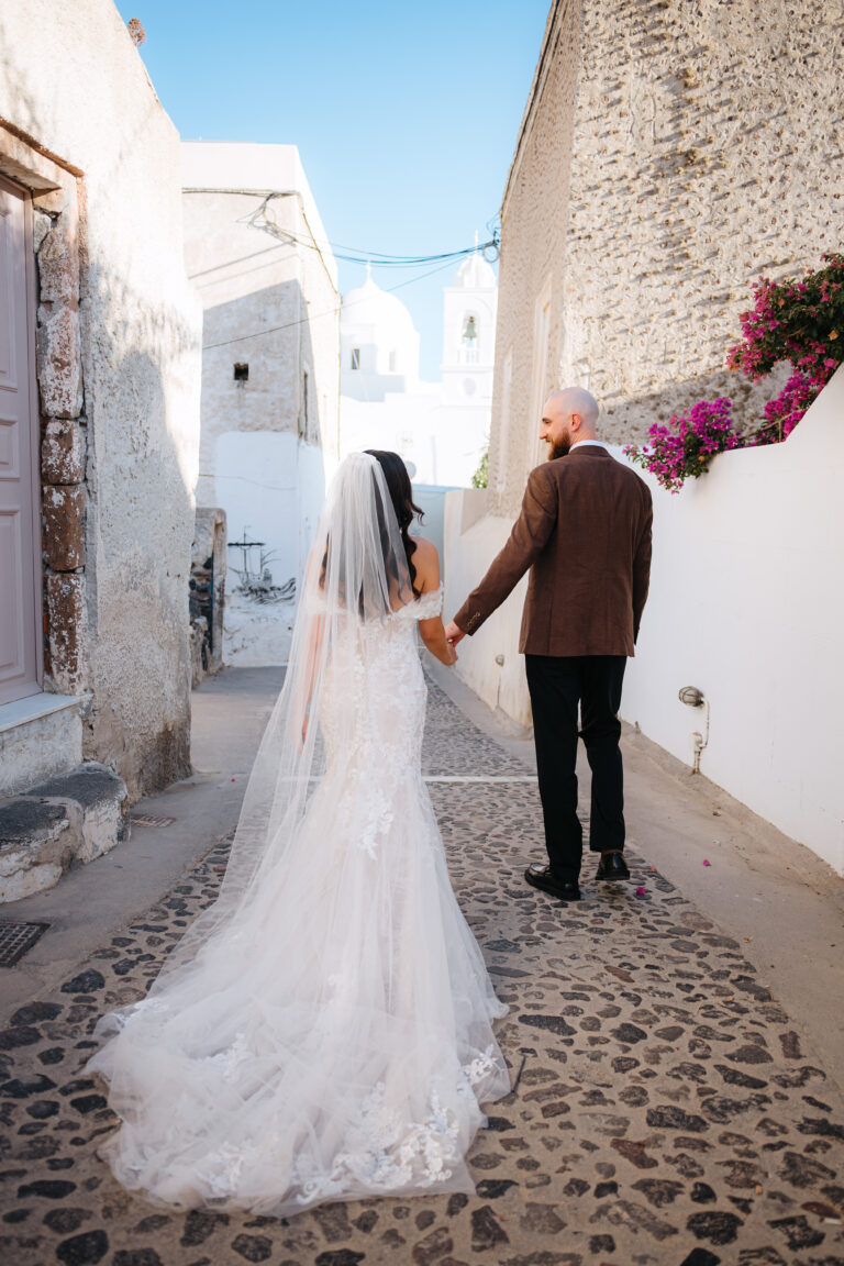 Elopement wedding in Santorini аt private villa with Aegean sea view