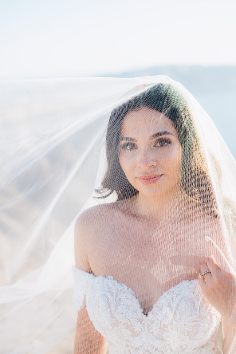 Elopement wedding in Santorini аt private villa with Aegean sea view