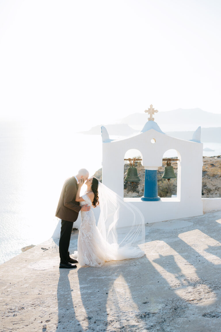 Elopement wedding in Santorini аt private villa with Aegean sea view
