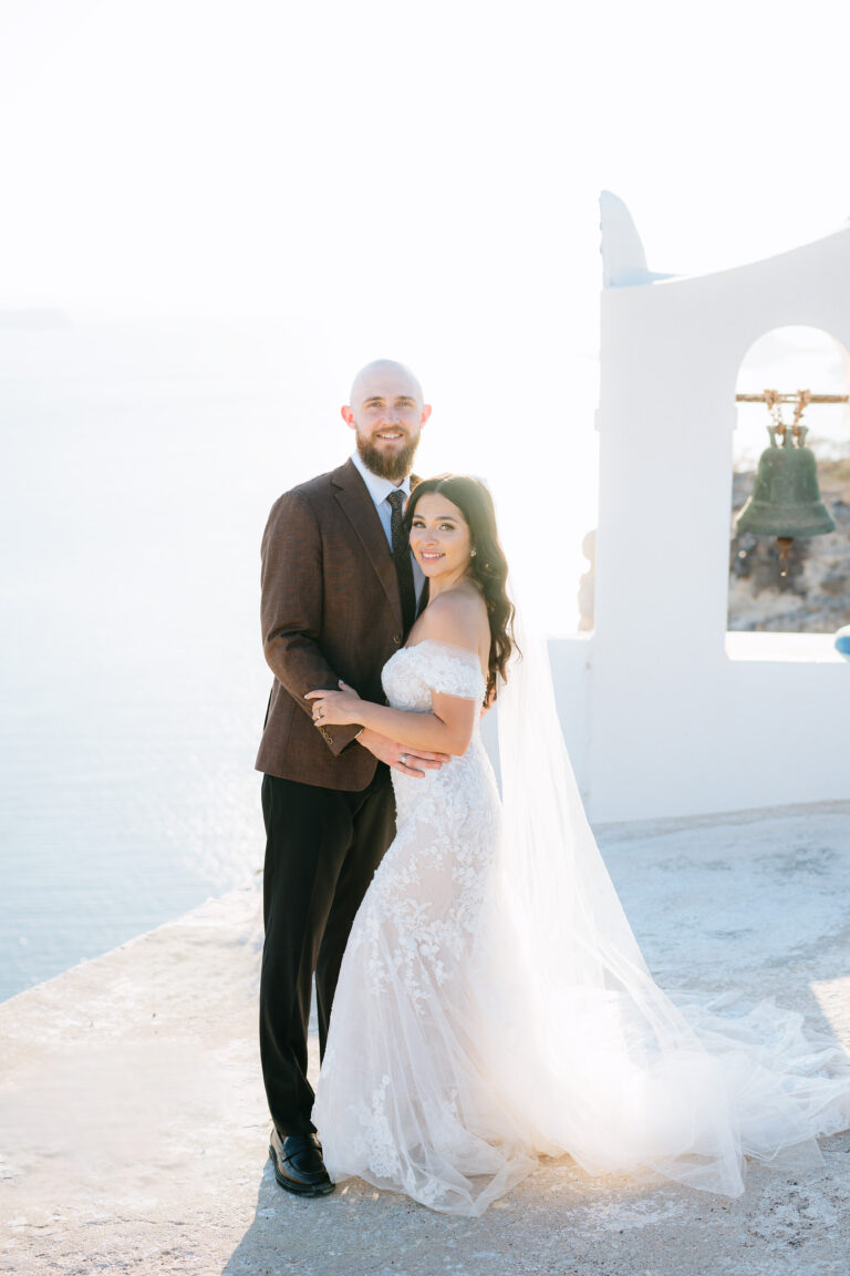 Elopement wedding in Santorini аt private villa with Aegean sea view