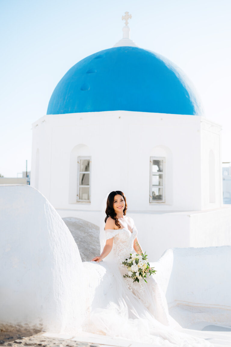 Elopement wedding in Santorini аt private villa with Aegean sea view