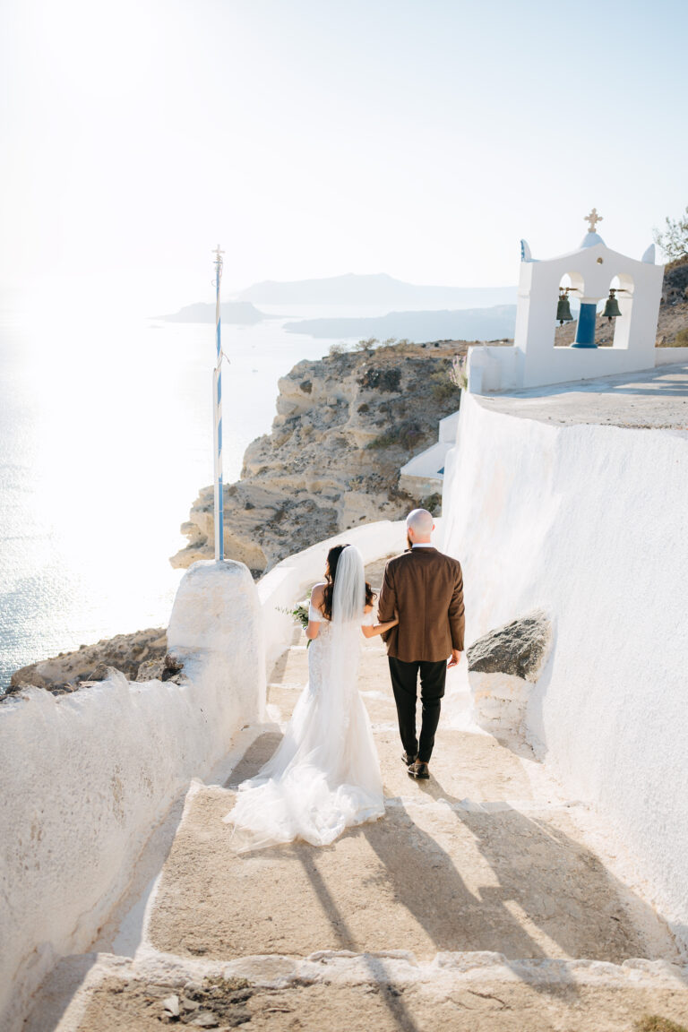 Elopement wedding in Santorini аt private villa with Aegean sea view