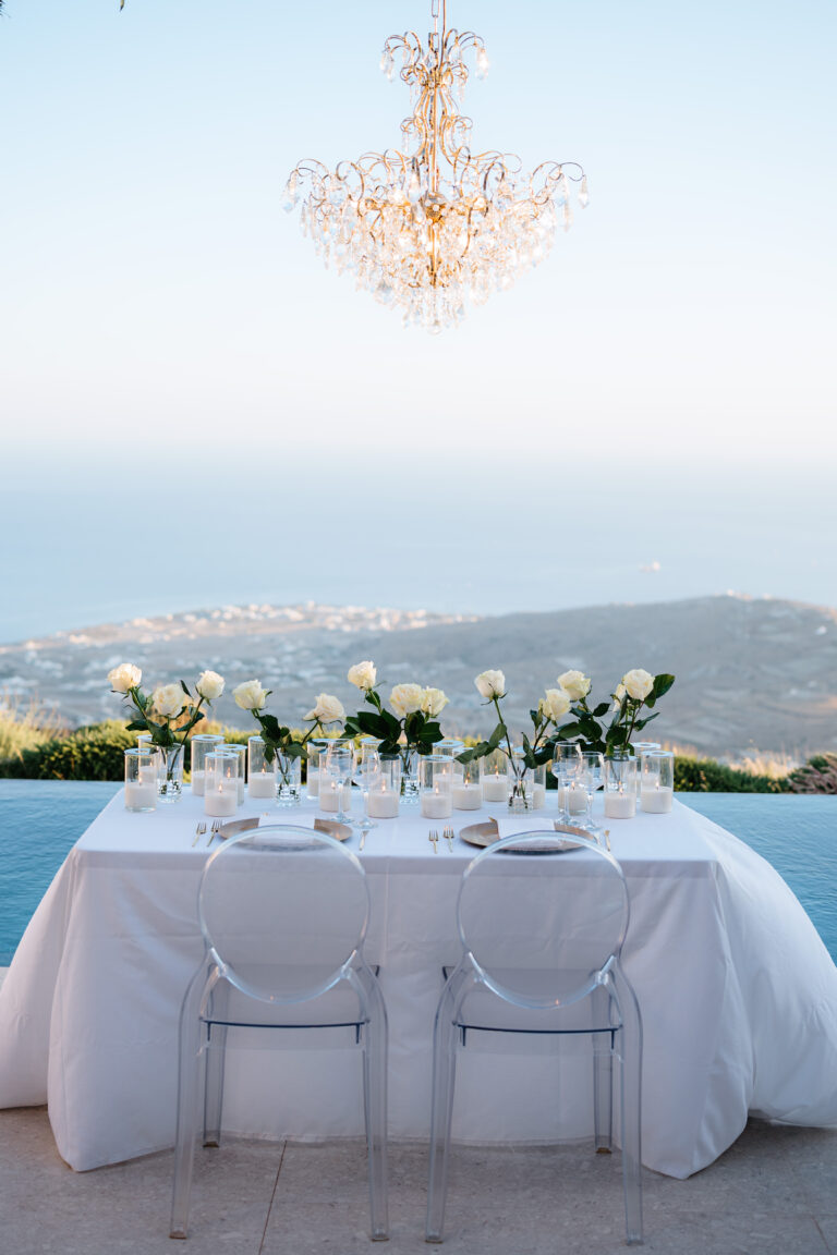 Elopement wedding in Santorini аt private villa with Aegean sea view