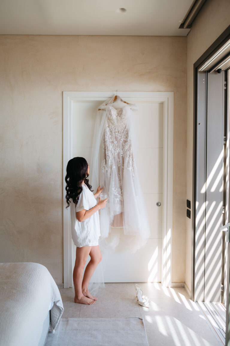 Elopement wedding in Santorini аt private villa with Aegean sea view