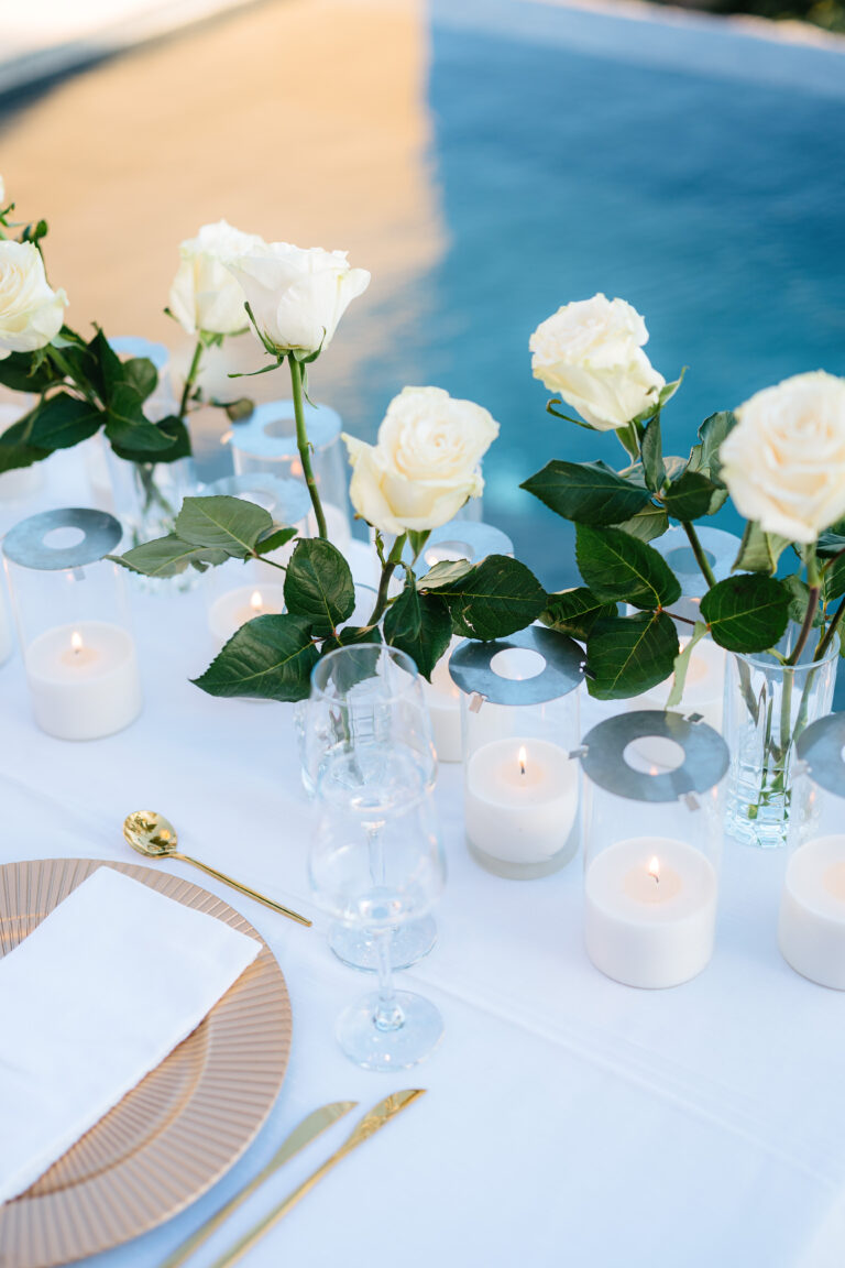 Elopement wedding in Santorini аt private villa with Aegean sea view