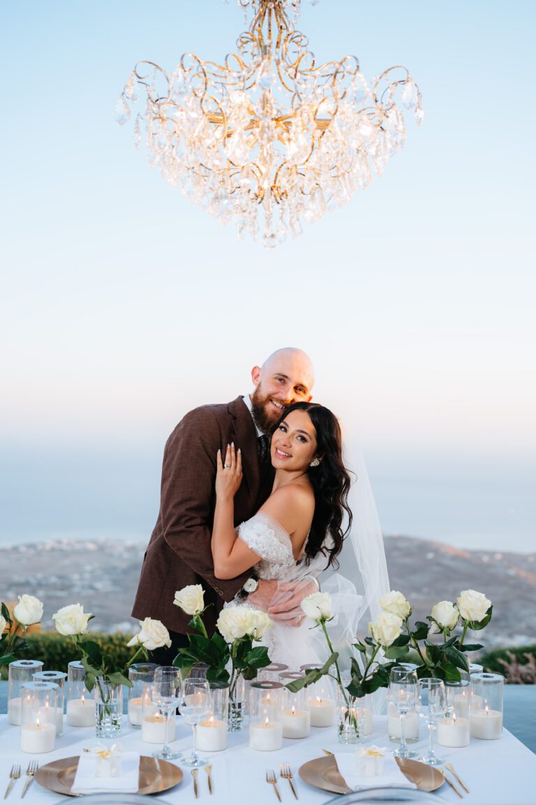 Elopement wedding in Santorini аt private villa with Aegean sea view