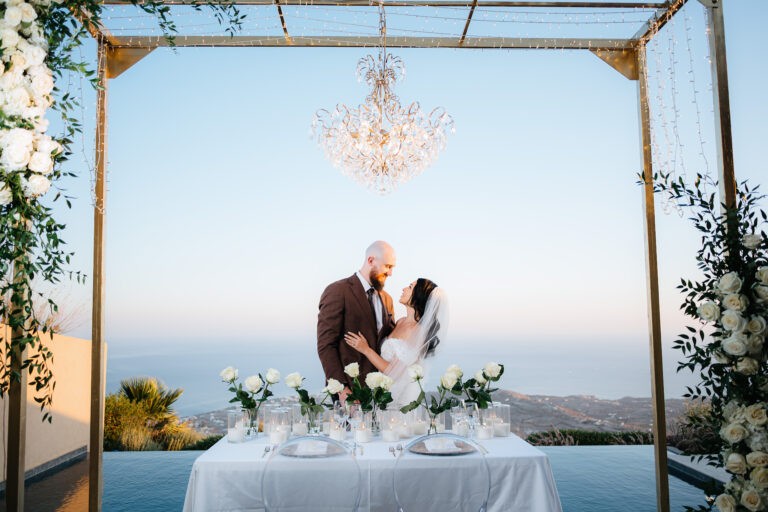 Elopement wedding in Santorini аt private villa with Aegean sea view