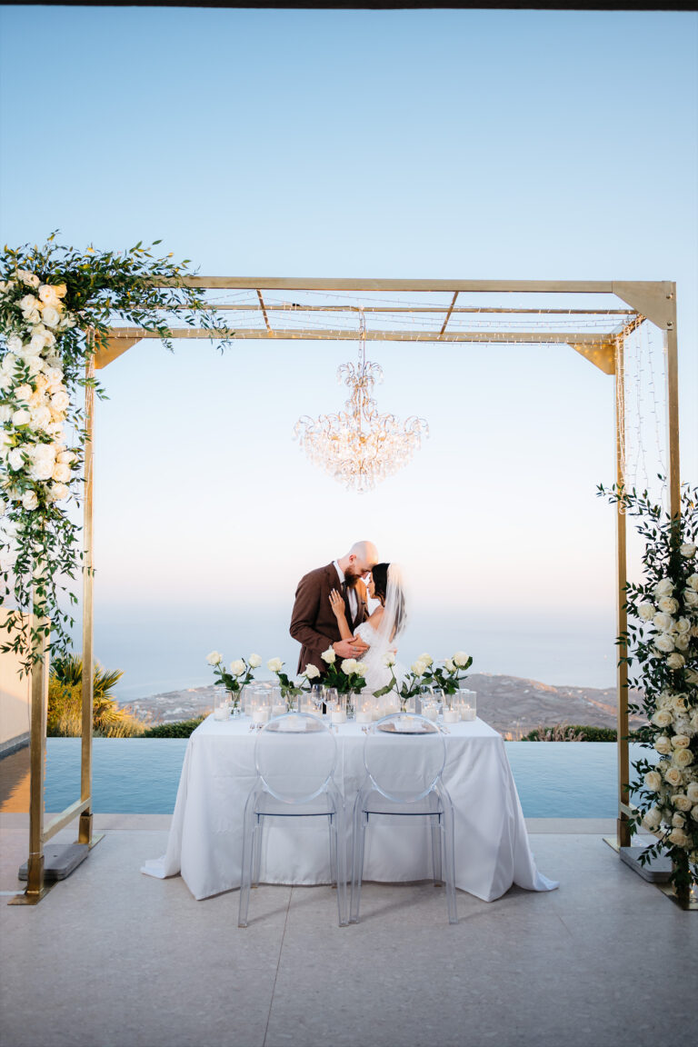 Elopement wedding in Santorini аt private villa with Aegean sea view