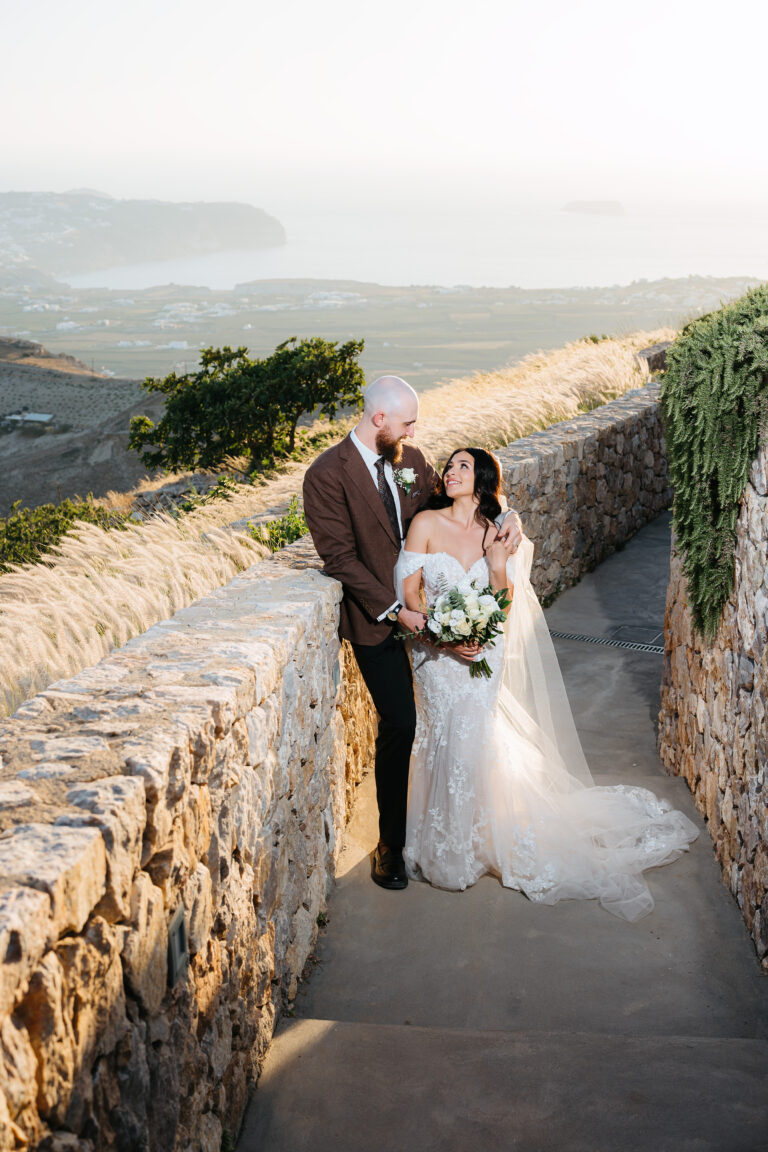 Elopement wedding in Santorini аt private villa with Aegean sea view
