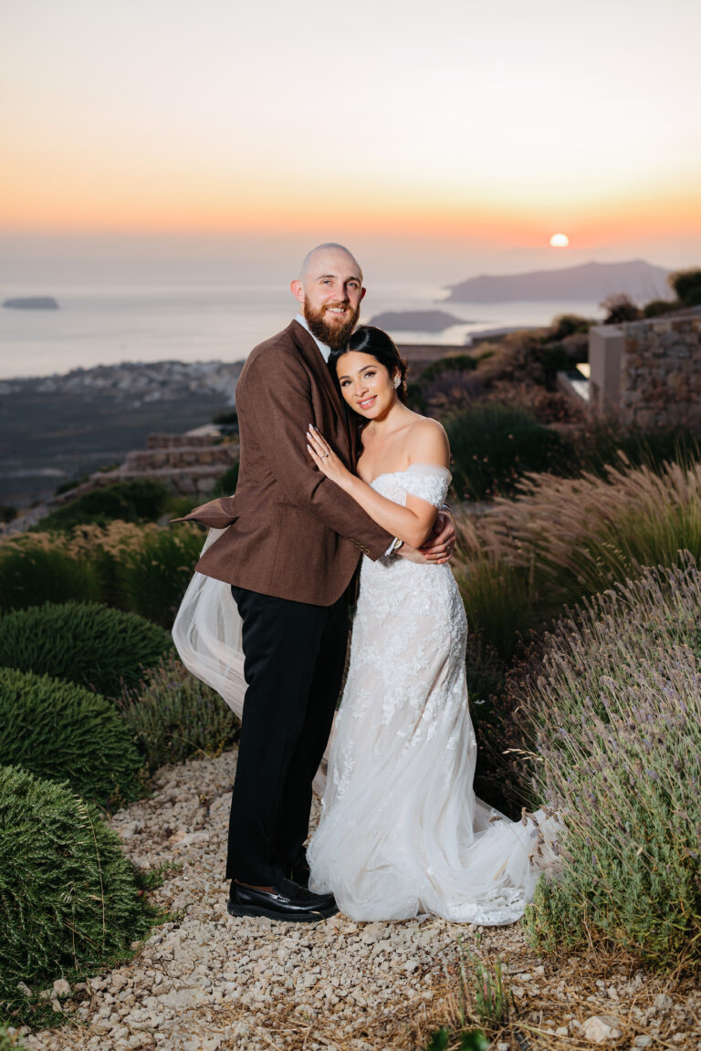Elopement wedding in Santorini аt private villa with Aegean sea view