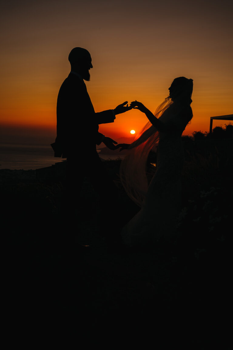 Elopement wedding in Santorini аt private villa with Aegean sea view