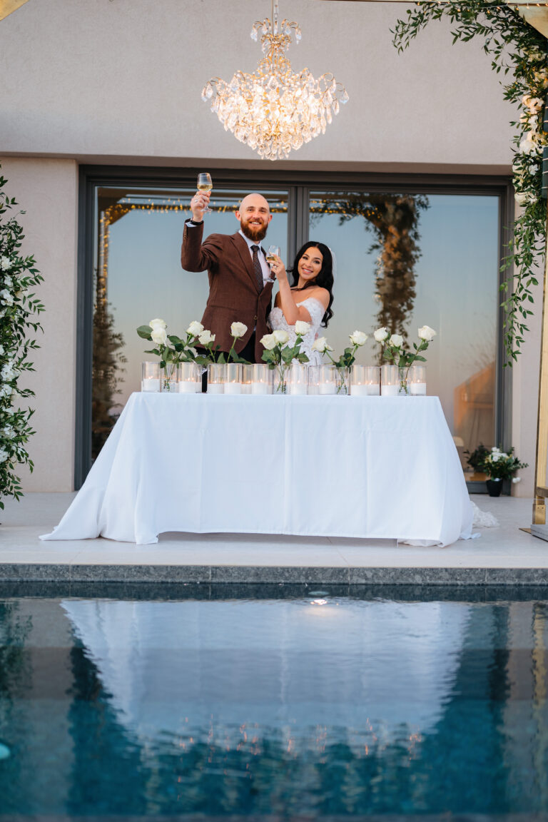 Elopement wedding in Santorini аt private villa with Aegean sea view