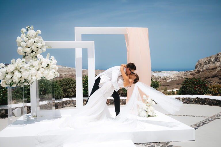 Вoutique Santorini wedding at Venetsanos Winery | Evgen & Maria